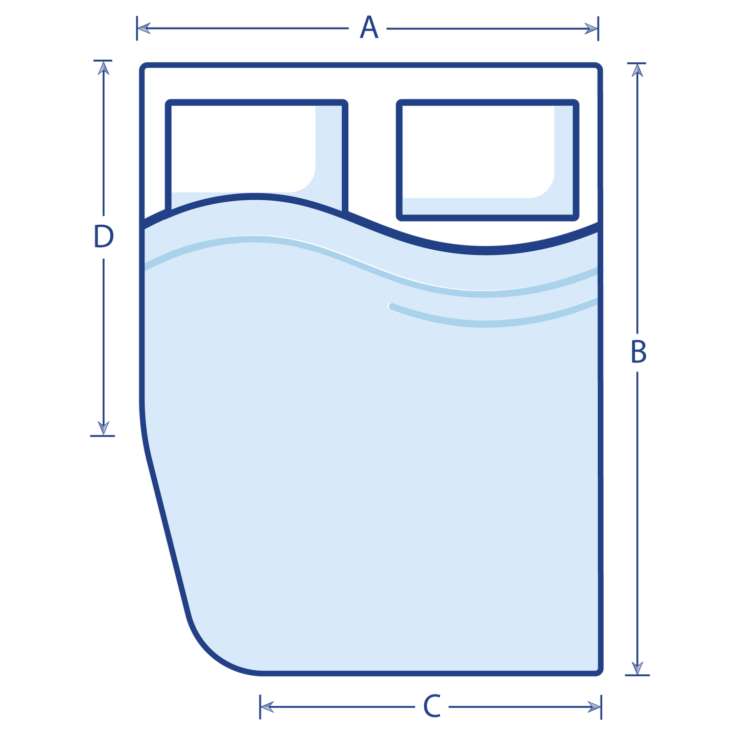 Curved-Corner Mattress with Nearside Angled Cut